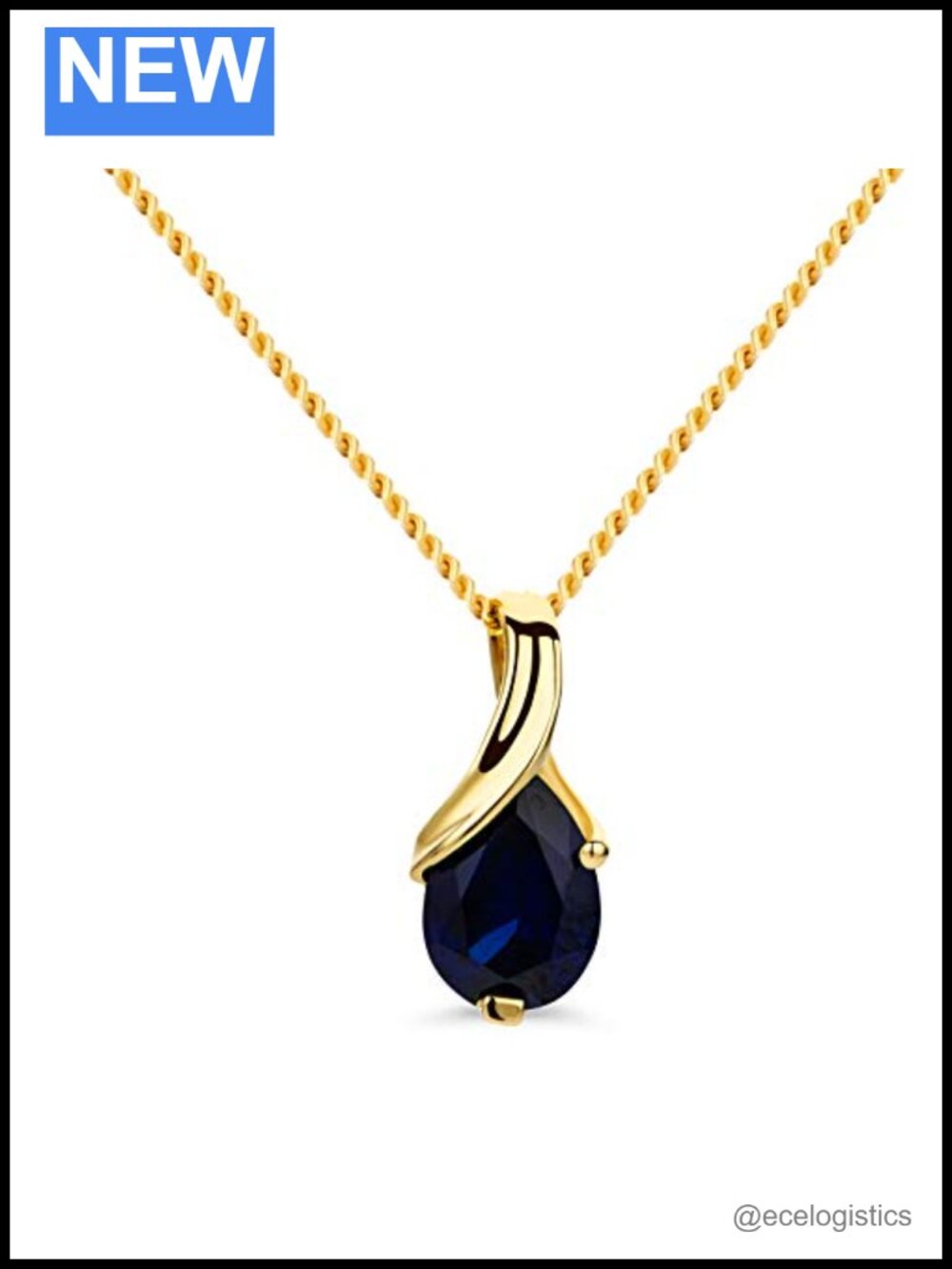 14K Gold Necklace for Women Sapphire Pendant Pendant Necklaces 17.7"